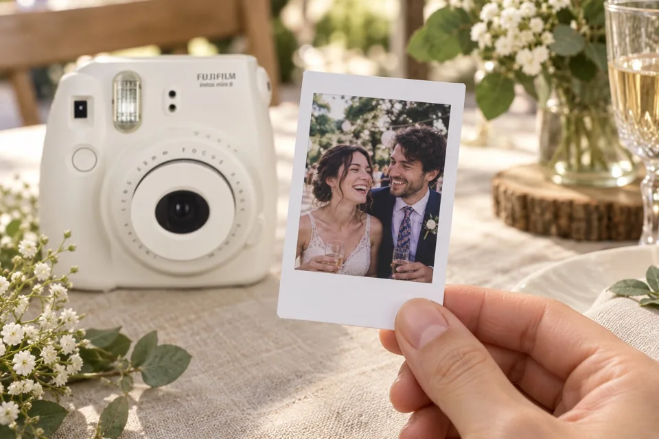 Un Instax Mini et un tirage photo de mariage